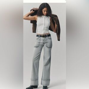 The Rylan Relaxed High-Rise Flare Jeans by Pilcro in Gray NWT Anthropologie